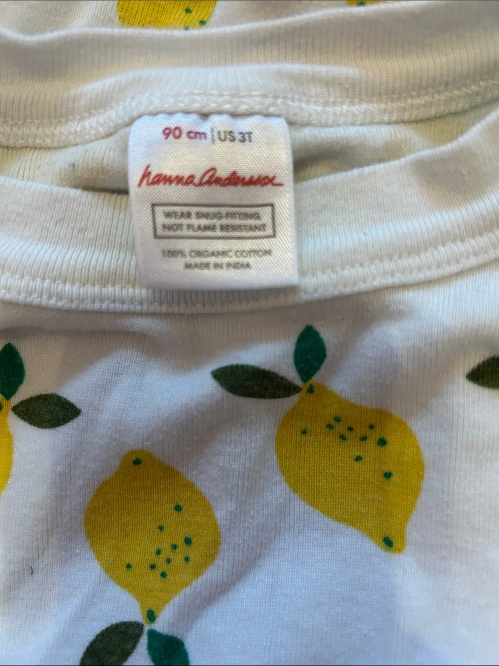 Hanna Andersson Cream Pajama Set with Yellow Lemon Print